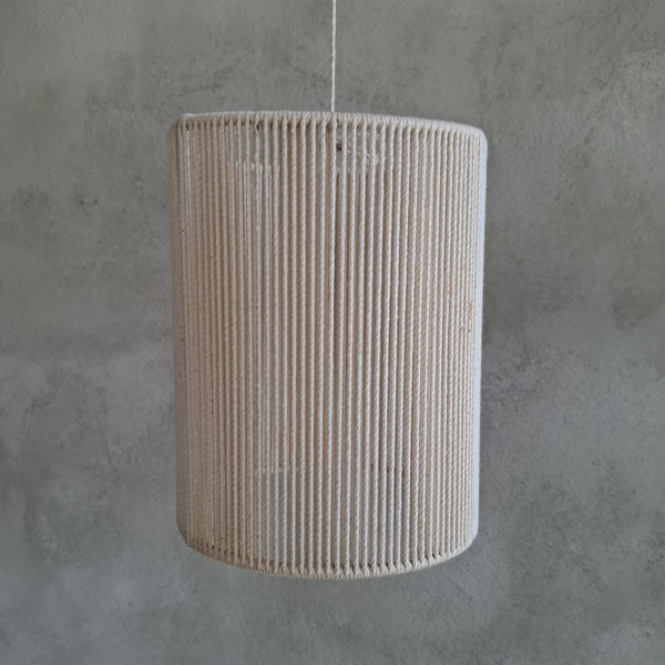 Lampara De Techo Colgante Pantalla Macrame Algodon Natural Modelo Cilindro