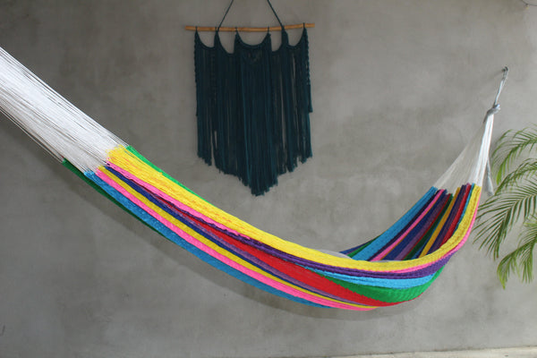 Hamaca Artesanal King Size De Nylon Urdida A Mano