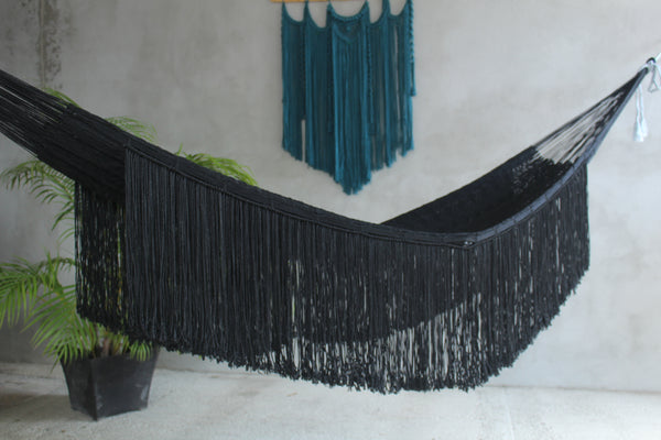 Hamaca para Exterior de hilo Nylon Grueso Modelo Tulum Color Negro