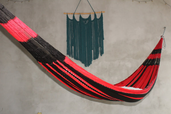 Hamaca Rojinegra de Doble Tejido King Size Artesanal con Brazos Red