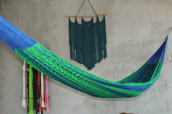 Hamaca Artesanal King Size De Nylon Urdida A Mano