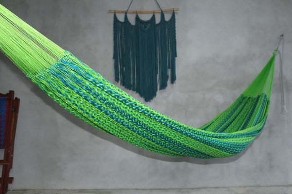 Hamaca Artesanal Yucateca King Size Hilo de Seda Multicolores