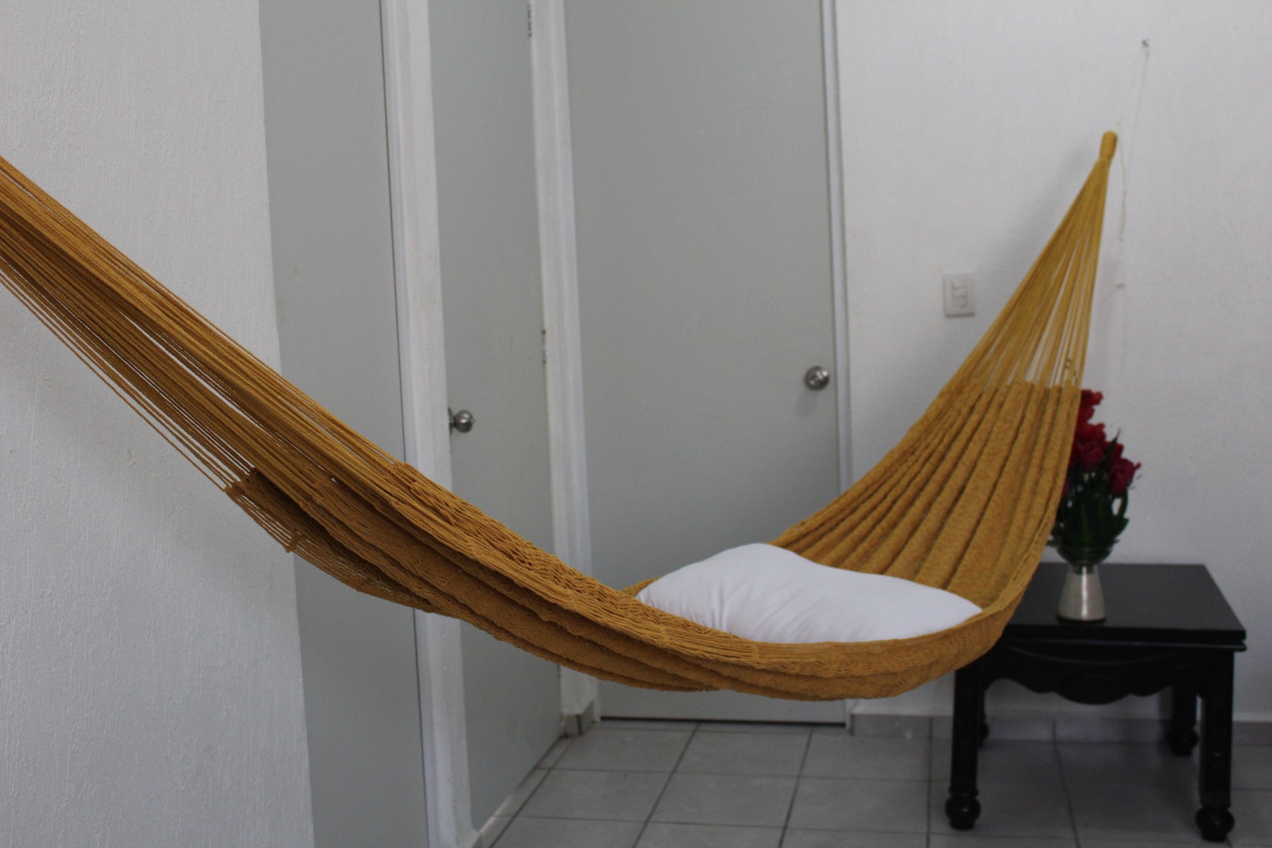 Hamaca Yucateca Matrimonial De Algodón Artesanal Color Mostaza